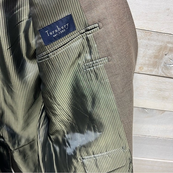 Turnbury est 1980 Wool Silk Blazer Mens 46L Brown Coat - Picture 5 of 14